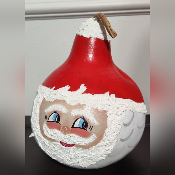 Vintage Santa Claus Gourd Squash‎ Hand painted Signed Christmas Decor Folk Art - Picture 1 of 5